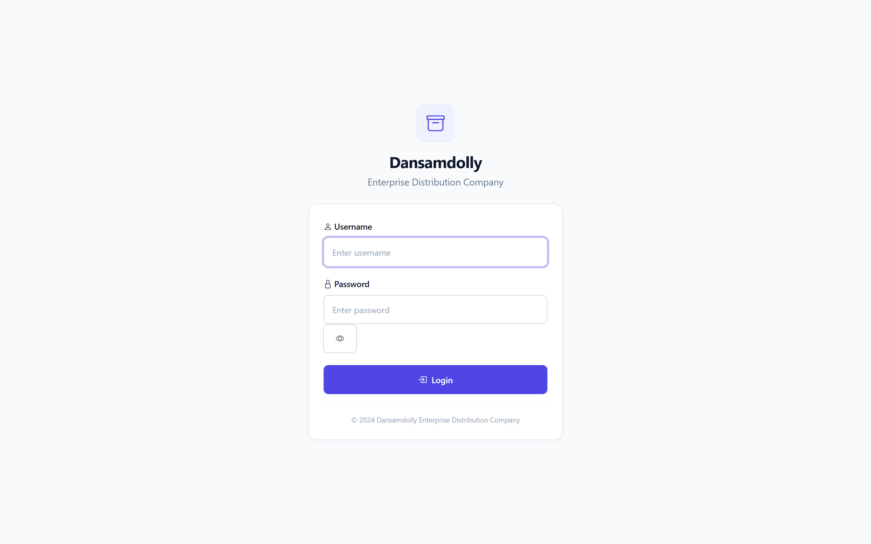 Dansamdolly login screen