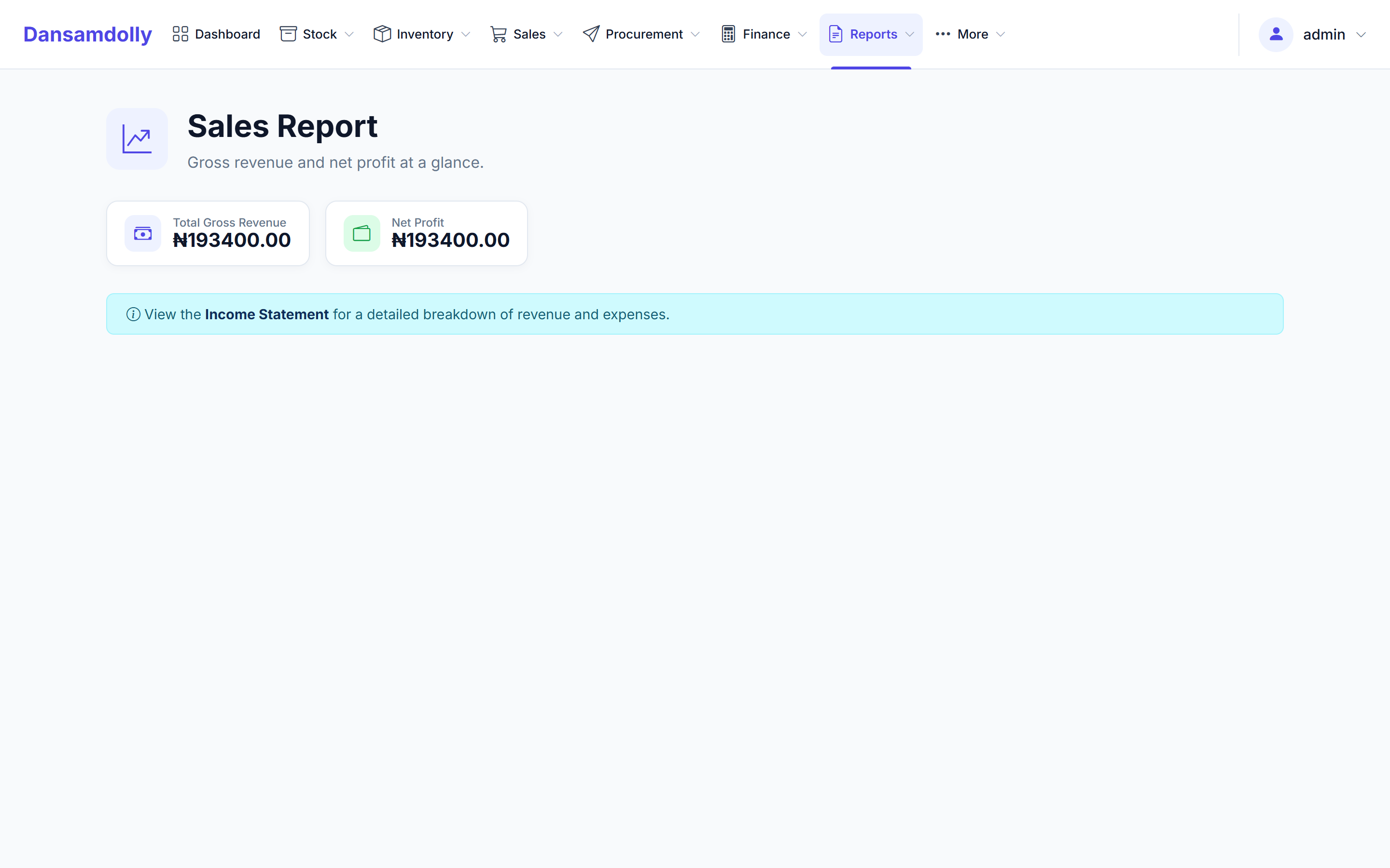 Dansamdolly sales report
